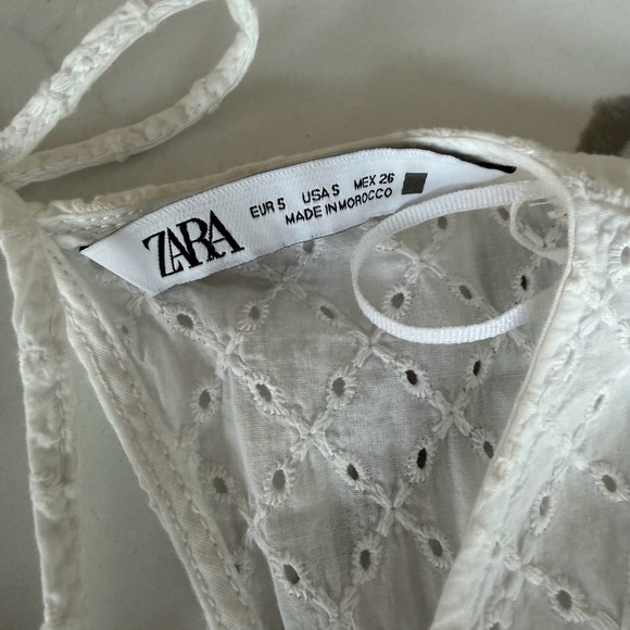 Zara White Eyelet Embroidered Mini Dress - Picture 9 of 9